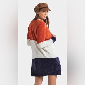 Francesca’s Rosette Color-Block Open Cardigan